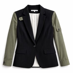 Veronica Beard Army Blazer Utility Wool Black Green Women 4 Modern Classic